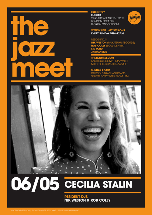 Cecilia Stalin LIVE at The Jazz Meet, Sunday May 6th